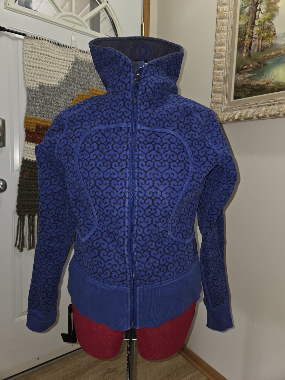lululemon athletica Royal Blue Patterned Full-Zip Sweater